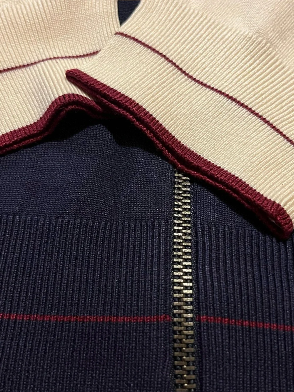 Silk Zip Hoodie, Banana Republic,Navy & Ivory XL NWOT